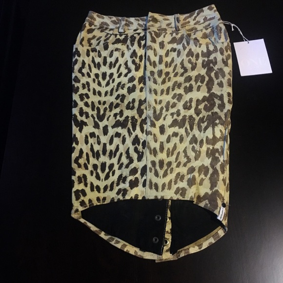 NWT One Teaspoon leather leopard pencil skirt